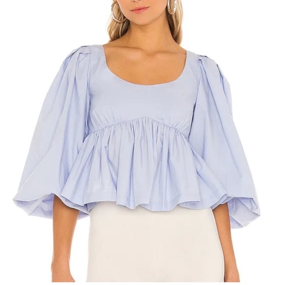 LPA | Adalet Tie Back Top in Powder Blue - Picture 2 of 6